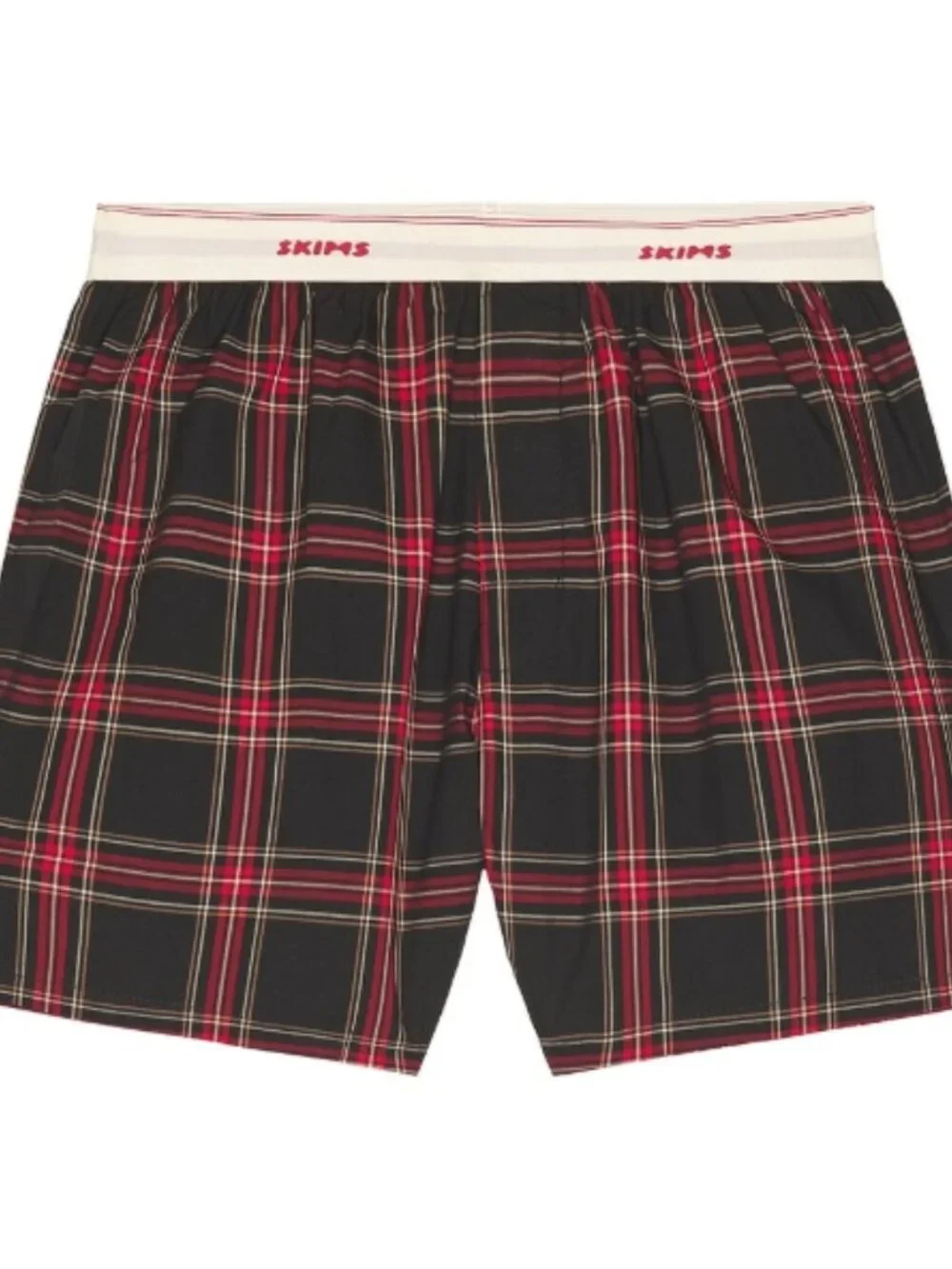 NEW SKIMS Men's Cotton Poplin Logo Band Boxer Shorts Ash Red Plaid XL NWT